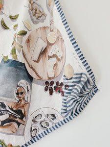 Linen Tea Towel | Smoked Oysters
